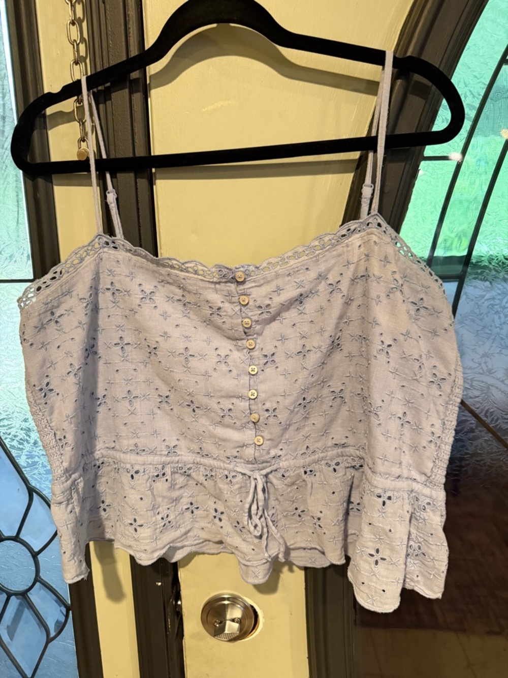 aerie Light Blue Eyelet Button-Front Camisole